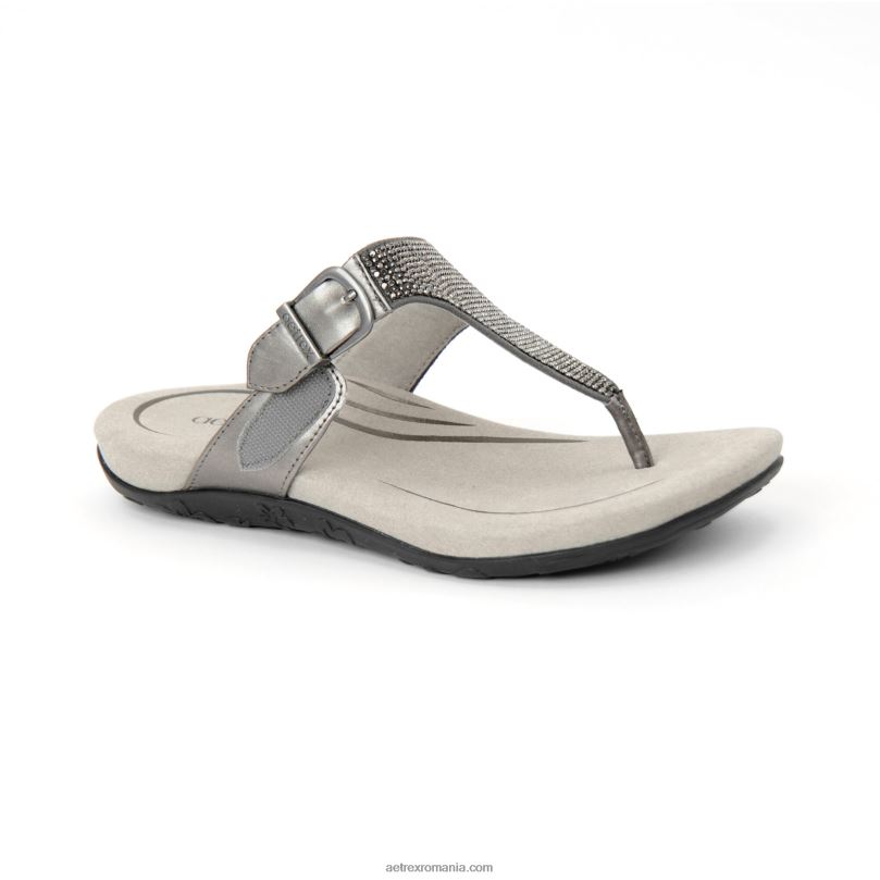 sandală tanga reglabilă rae femei Aetrex gunmetal 2BV6V245