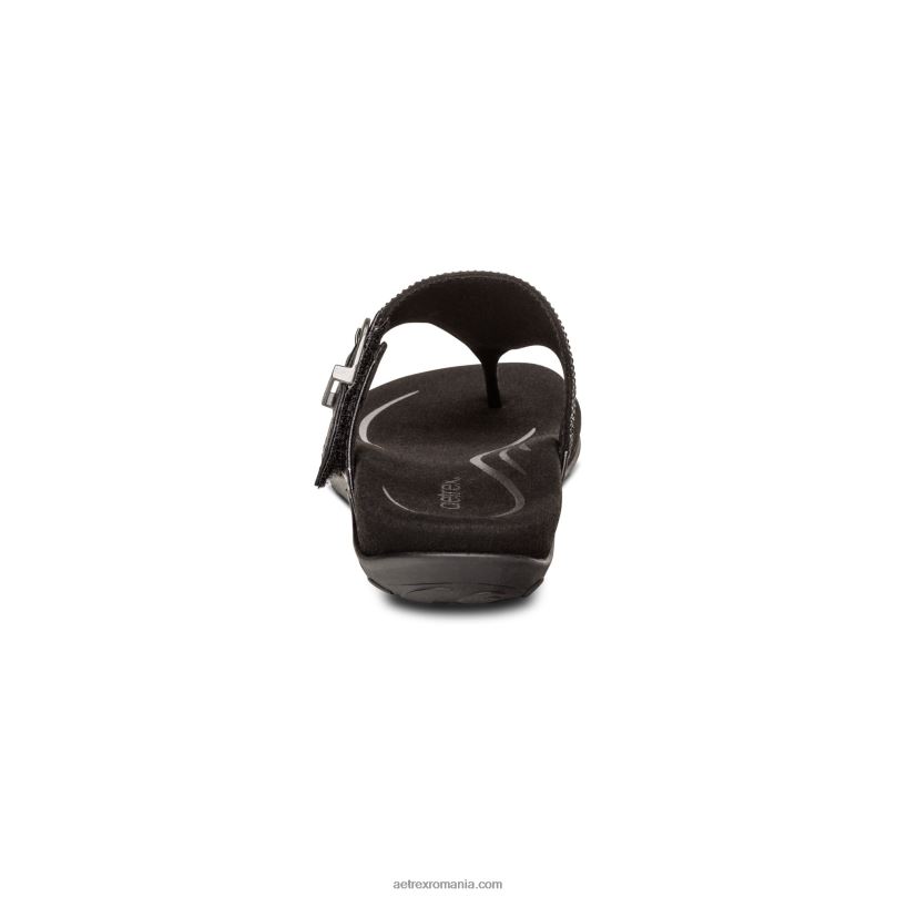 sandală tanga reglabilă rae femei Aetrex negru 2BV6V236