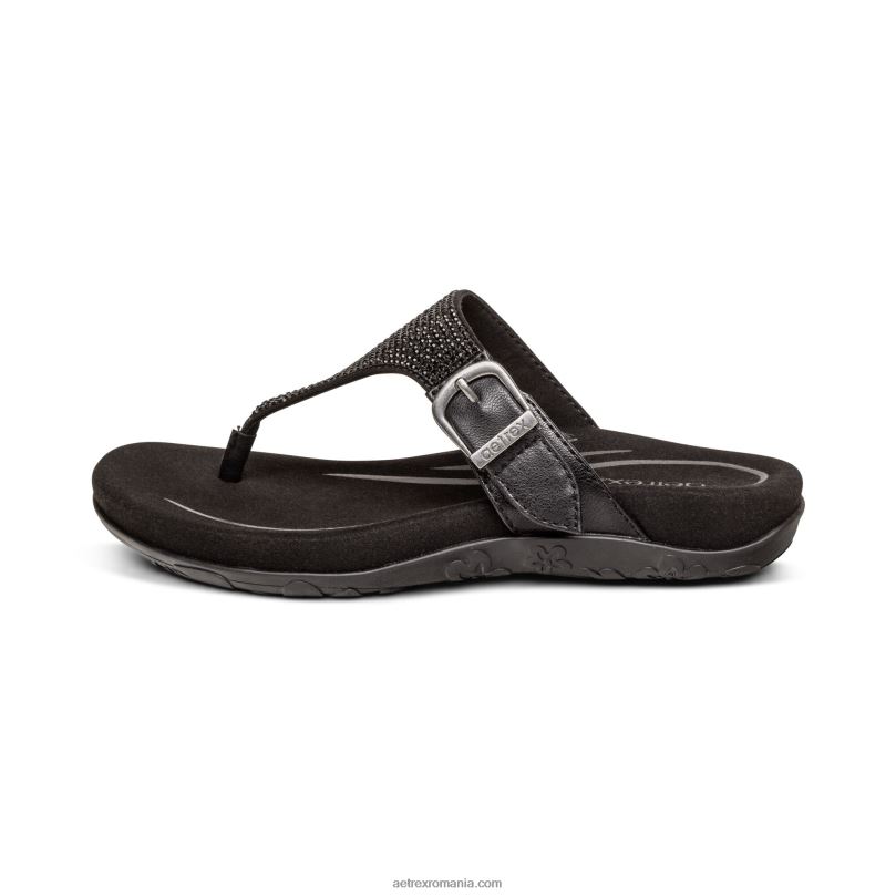 sandală tanga reglabilă rae femei Aetrex negru 2BV6V236