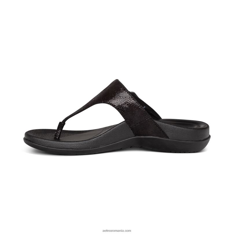 sandală tanga reglabilă rita femei Aetrex negru 2BV6V85