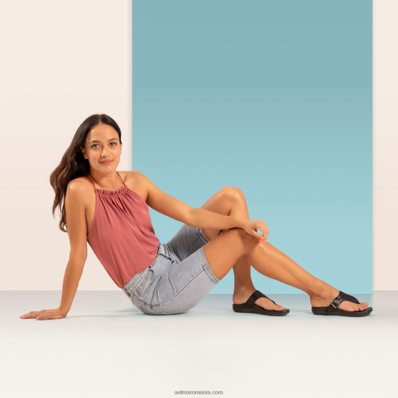 sandală tanga reglabilă rita femei Aetrex negru 2BV6V85
