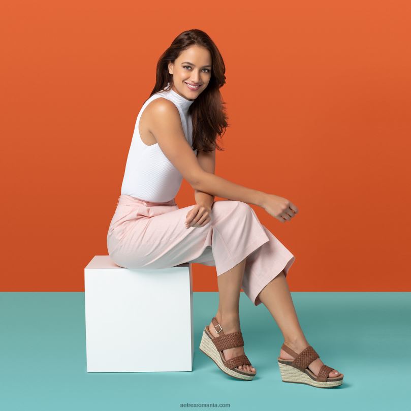 vară țesut sfert curea pană femei Aetrex coniac 2BV6V192